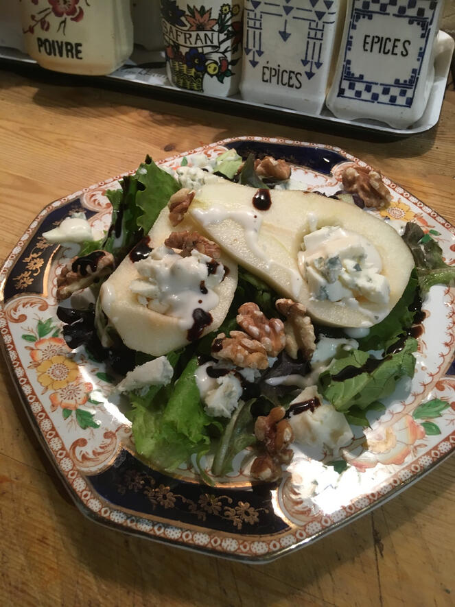 Walnuts , pears and blue sheep cheese!